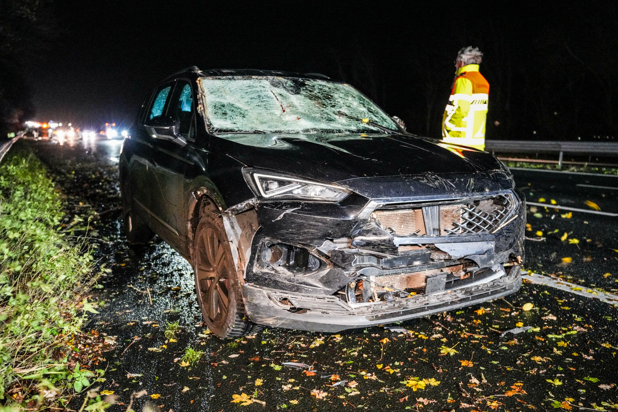 Deel van snelweg dicht nadat auto op omgevallen boom botst