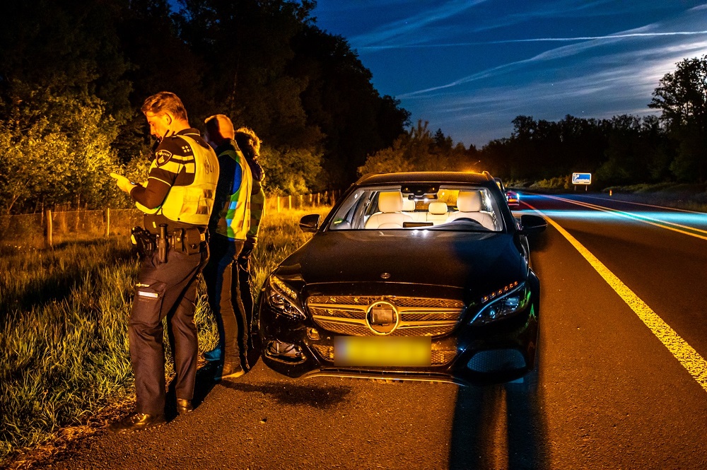 Auto botst tegen overstekende ree, bijrijder lichtgewond