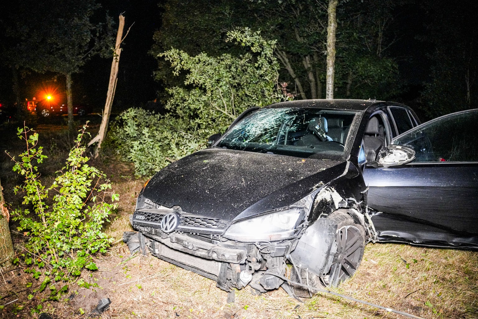 Auto vliegt uit bocht en knalt tegen boom