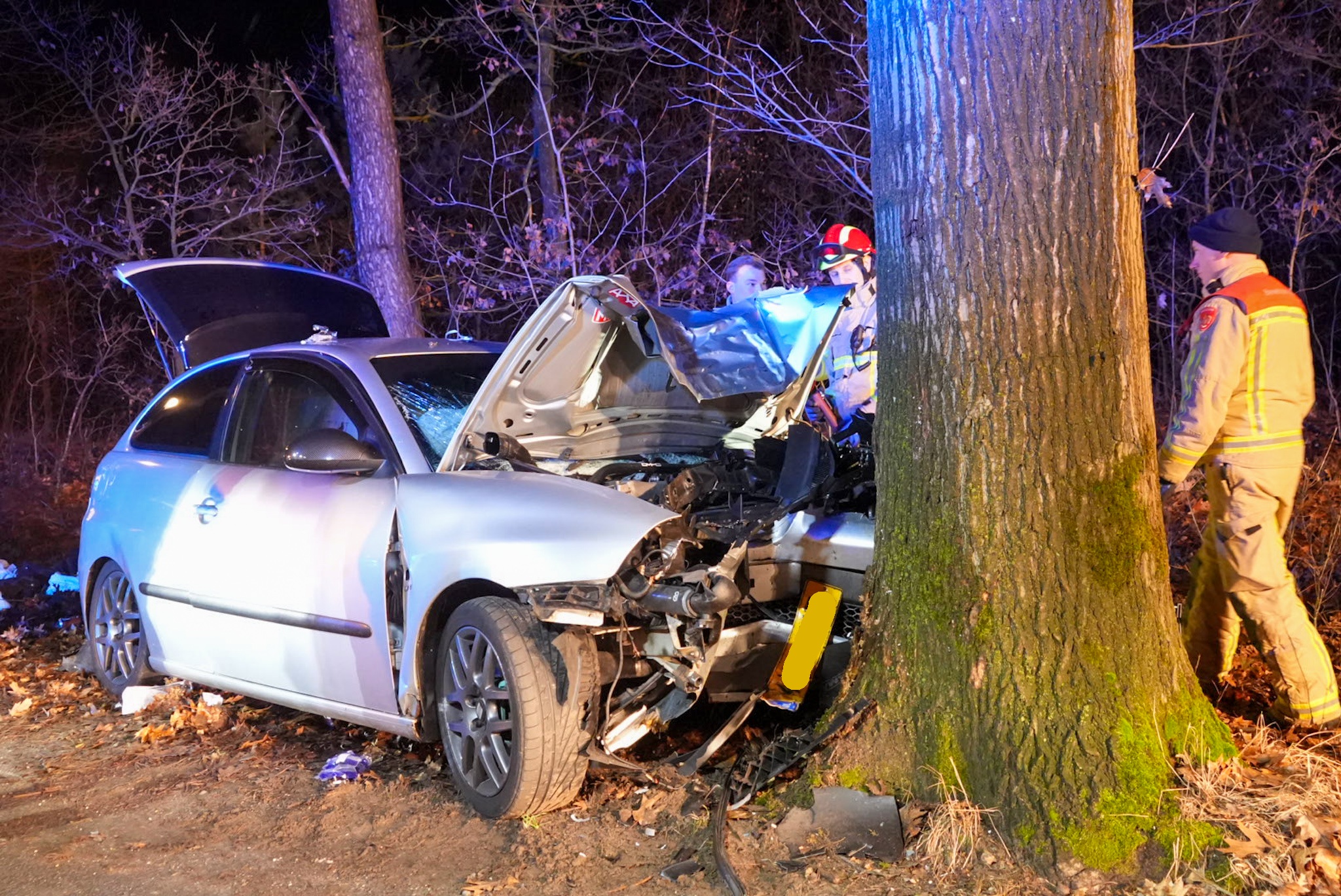 Auto botst tegen boom, bestuurder gewond
