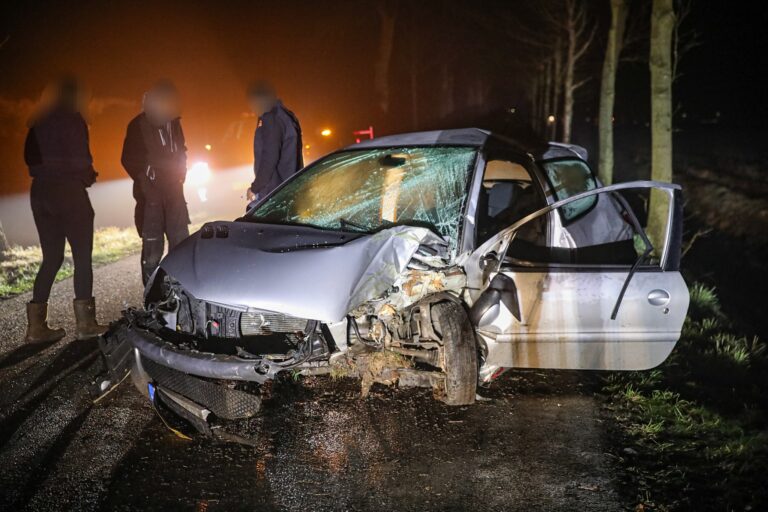 Automobilist zwaargewond na botsing tegen boom