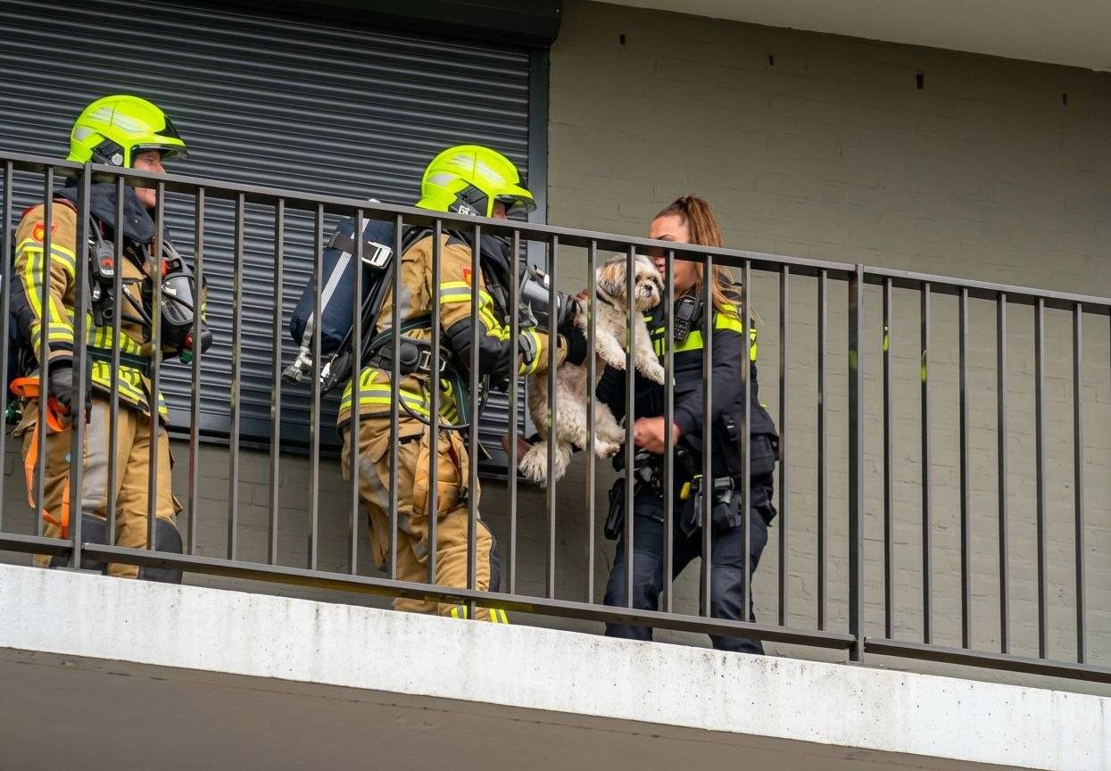 Brandweer haalt hond uit afgesloten appartement vol rook