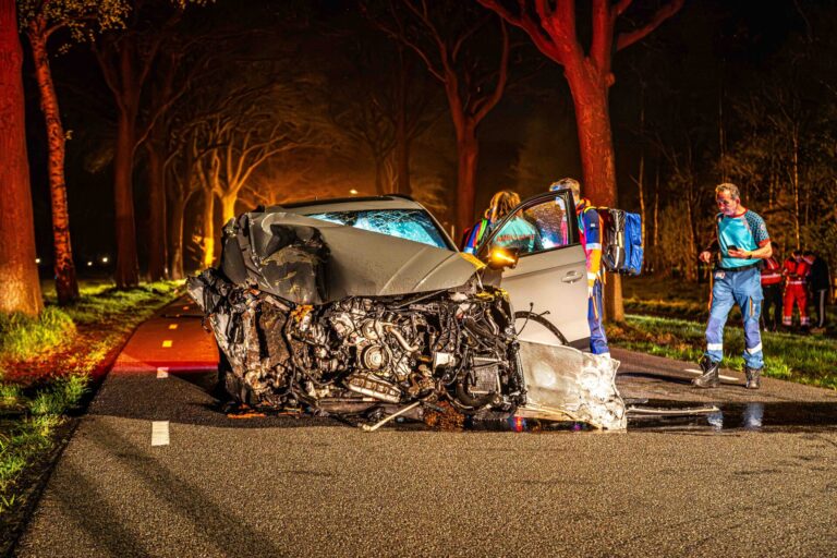 Automobilist zwaargewond na botsing tegen boom