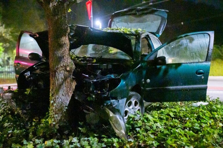 Wilde politieachtervolging eindigt met crasht tegen boom