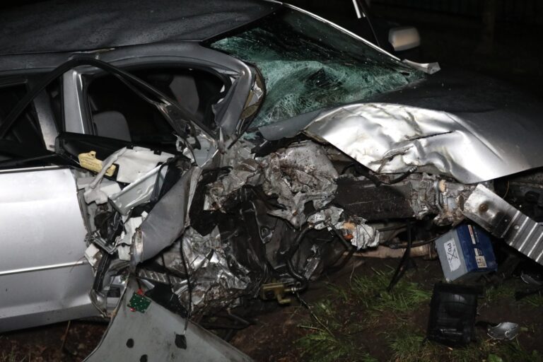 Bestuurder aangehouden na zware crash tegen boom met vier inzittenden