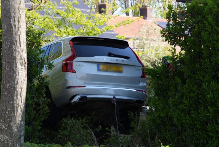 Automobiliste belandt in tuin
