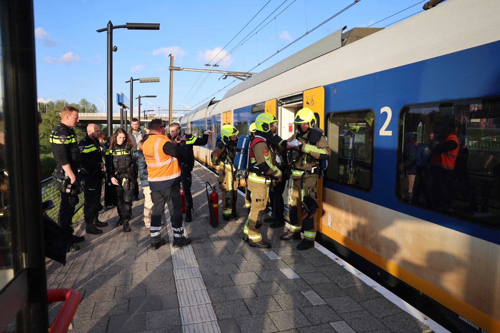 Brandmelding in trein op station