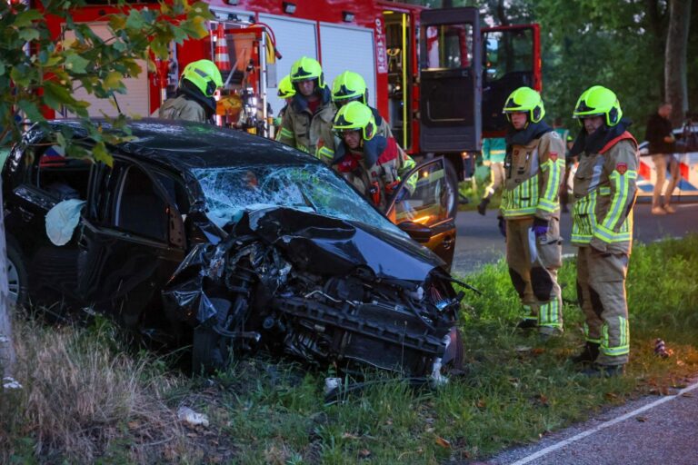 Auto botst tegen boom, bestuurder zwaargewond