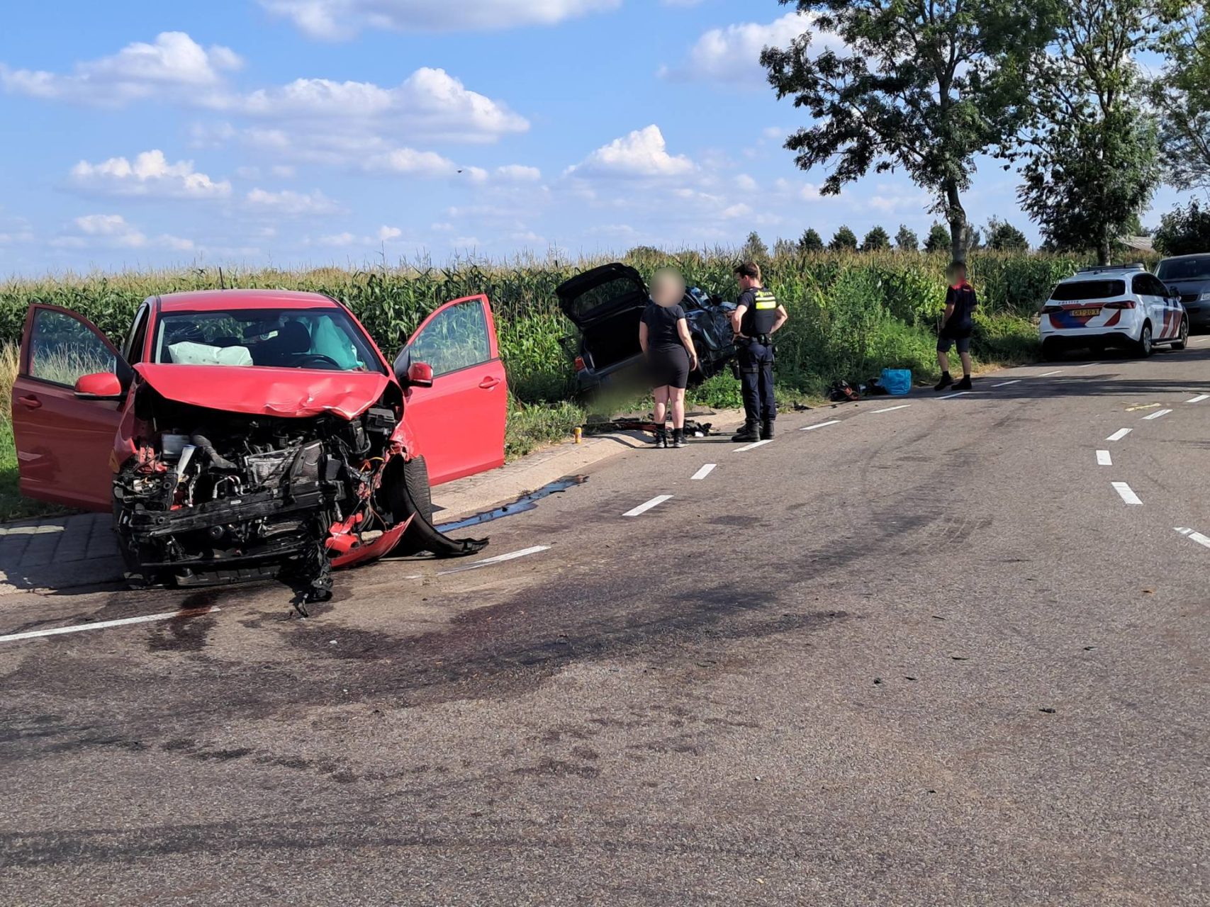 Auto belandt in weiland na botsing
