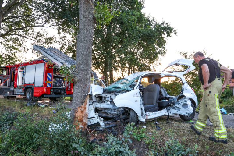 Twee personen ernstig gewond na botsing tegen boom