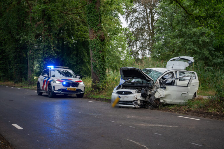 Auto komt meters verderop tot stilstand na botsing tegen boom