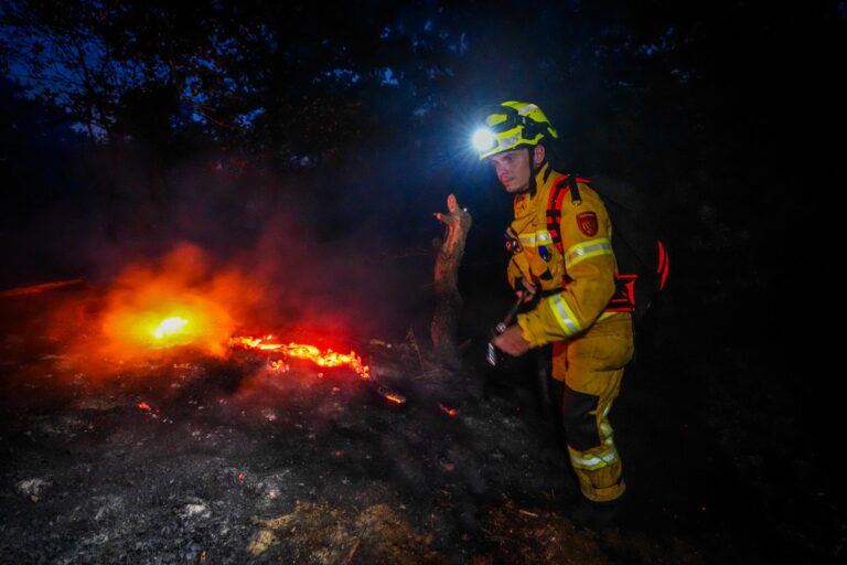 Brandweer blust hele nacht door bij natuurbrand