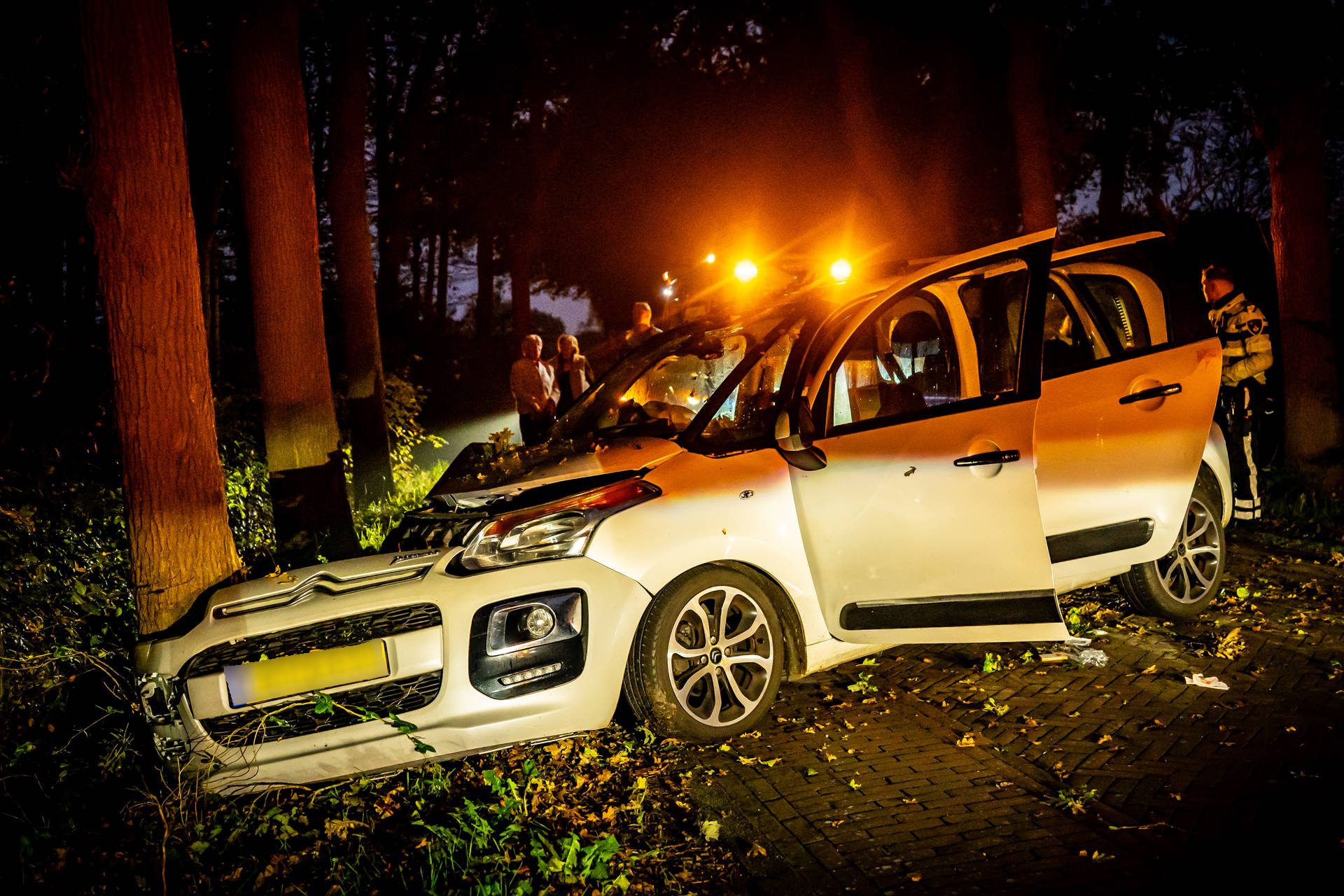 Echtpaar raakt van de weg en botst met auto tegen boom